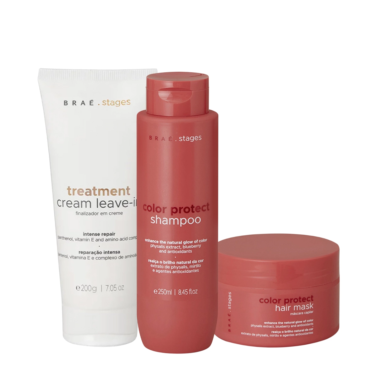 Produto: Kit Braé Stages Color Protect Shampoo Máscara Leave-in (3 produtos)