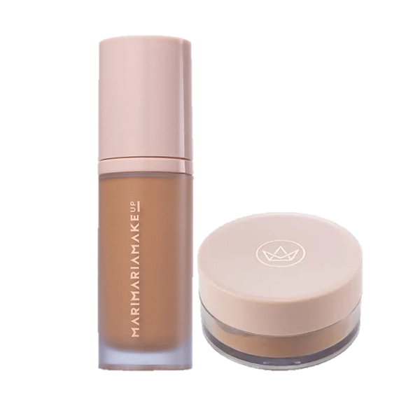 Produto: Mari Maria Base Corretivo Matte Bege Escuro e Po Facial Golden Set