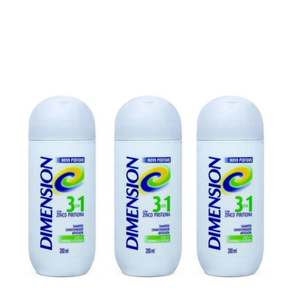Produto: Dimension 3 em 1 Anticaspa Oleosos com Zinco Piritiona 200ml 3 Unidades