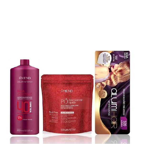 Amend Color intense OX 40V 950ml Aloe Vera Po Descolorante 300g e Alumi Hair 320un Produto: Amend Color intense OX 40V 950ml Aloe Vera Po Descolorante 300g e Alumi Hair 320un