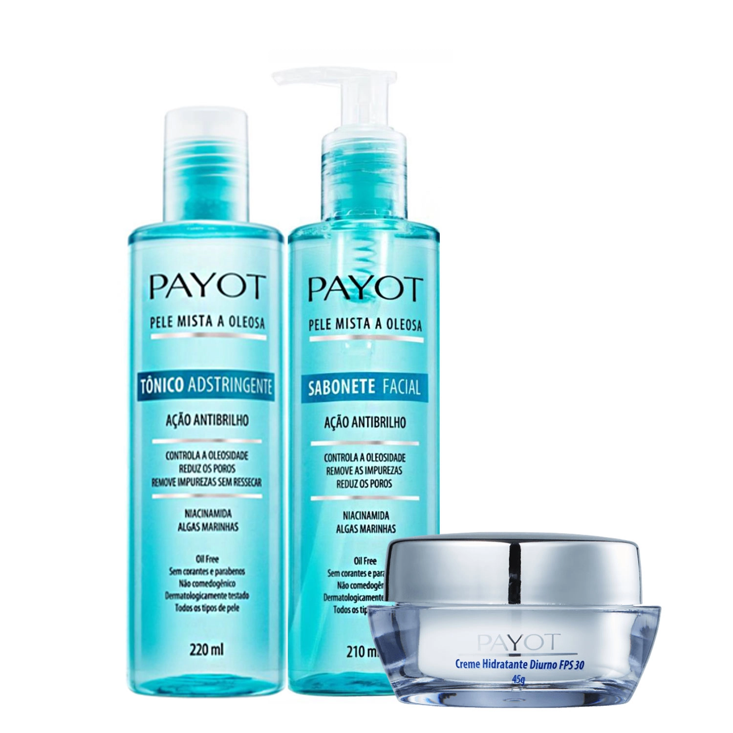 Kit_Payot_Acao_Antibrilho_Facial_Sabonete_Tonico_Creme_Hidratante_Diurno_FPS30_Evas_1