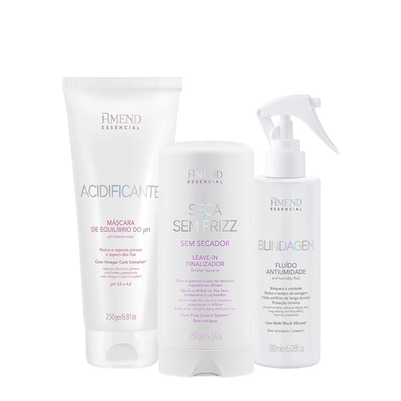 Produto: Kit Amend Seca sem Frizz Equilíbrio Leave-in Acidificante Blindagem (3 Produtos)