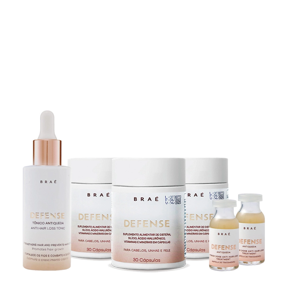 Produto: Kit Braé Defense Ampola Suplemento Alimentar e Tônico Capilar (6 produtos)