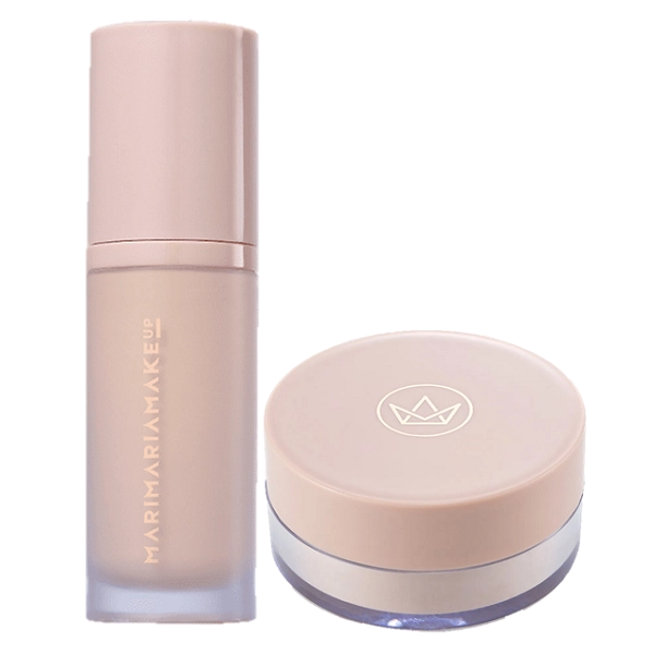 Produto: Mari Maria Base Corretivo Matte Bege Claro 2 e Po Facial Sugar Coat