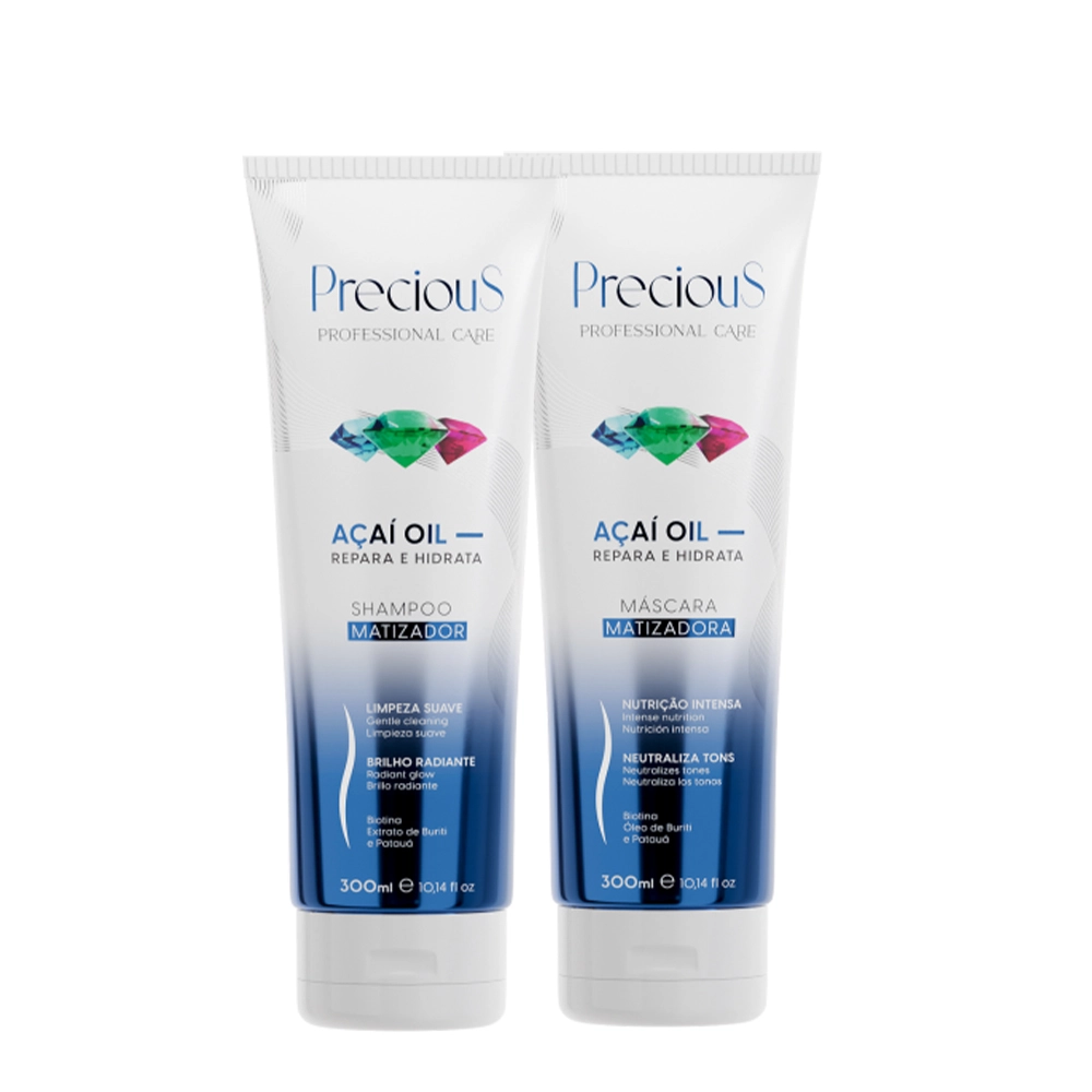 Kit Precious Açaí Oil Matizador Repara e Hidrata Shampoo e Máscara (2 produtos) Produto: Kit Precious Açaí Oil Matizador Repara e Hidrata Shampoo e Máscara (2 produtos)