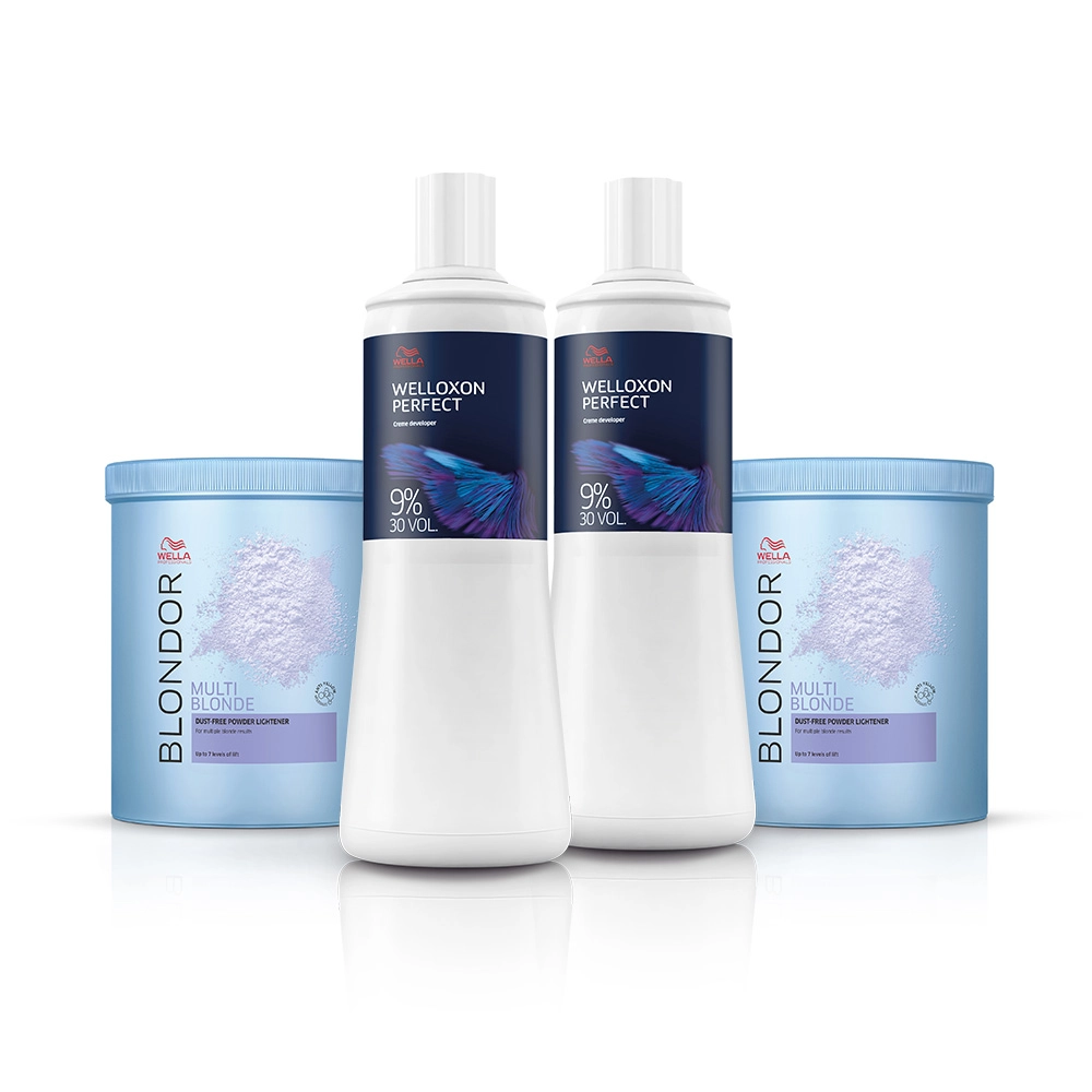 Kit Wella Blondor Pó Descolorante Oxidante Welloxon Perfect 9% 30V (4 produtos) Produto: Kit Wella Blondor Pó Descolorante Oxidante Welloxon Perfect 9% 30V (4 produtos)