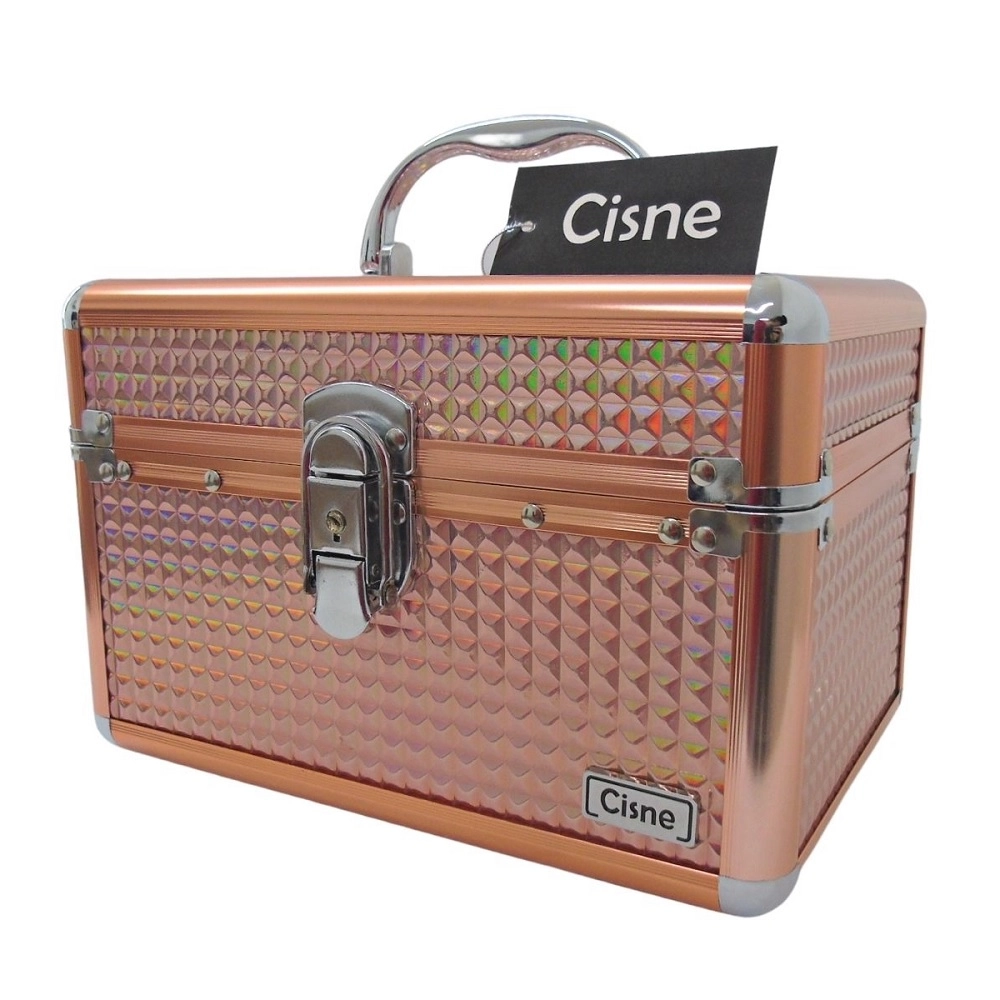 Produto: Maleta Maquiagem Média Rose Cisne Reforçada 2 Bandejas CSN-A131