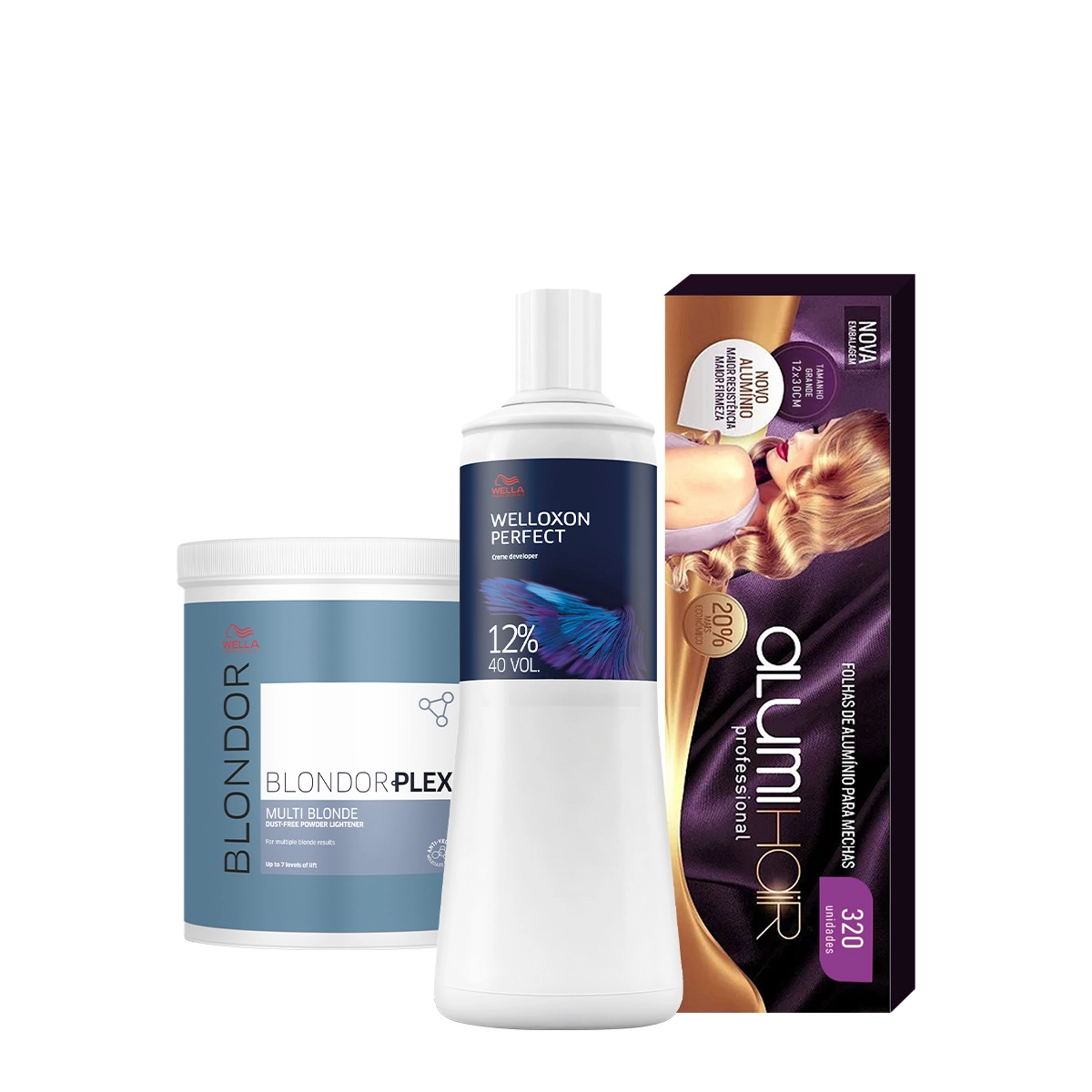 Produto: Kit Wella Professionals BlondorPlex Nº1 Welloxon Perfect 12% 40V AlumiHair (3 produtos)