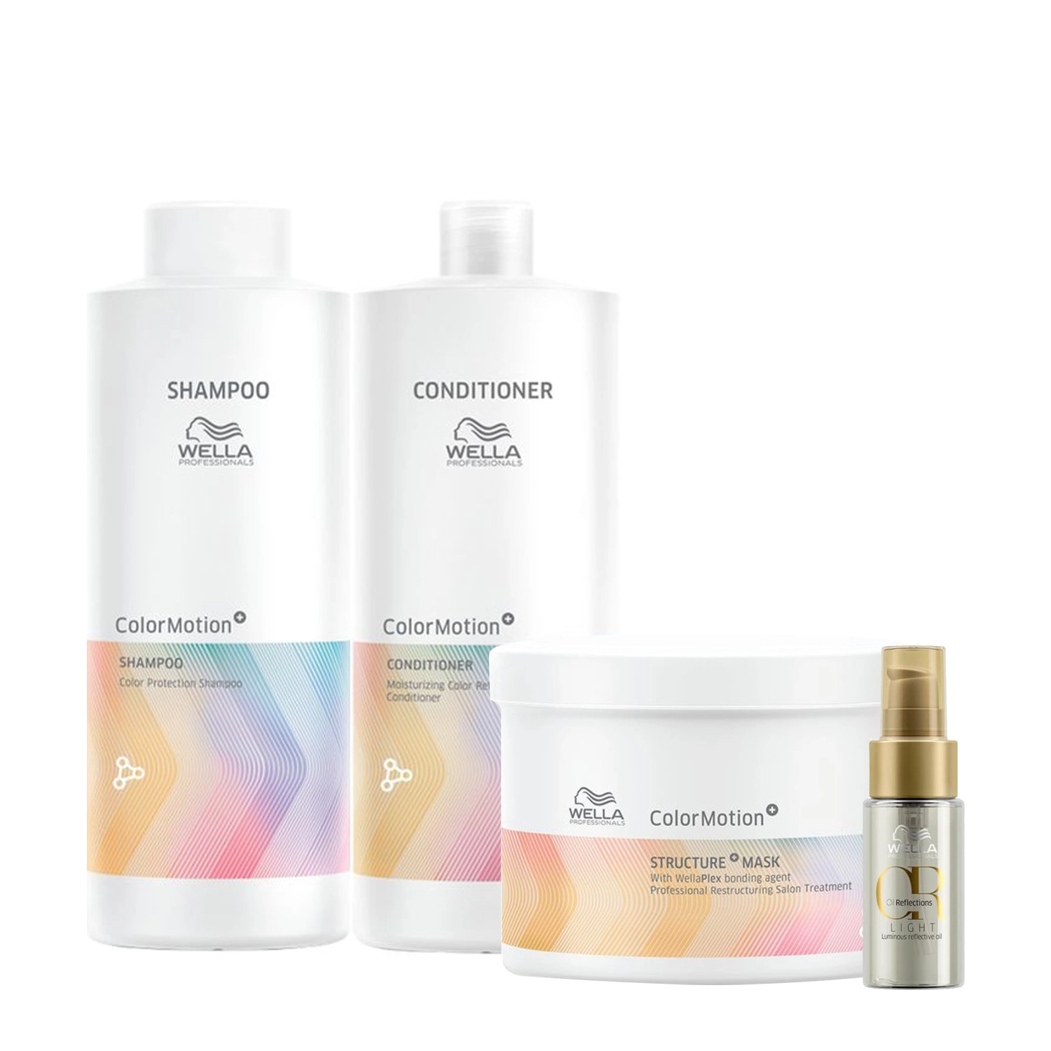 Produto: Wella Professionals Color Motion+ - Shampoo+Condicionador 1L +Máscara Capilar 500ml+Oil Reflections Light 30ml