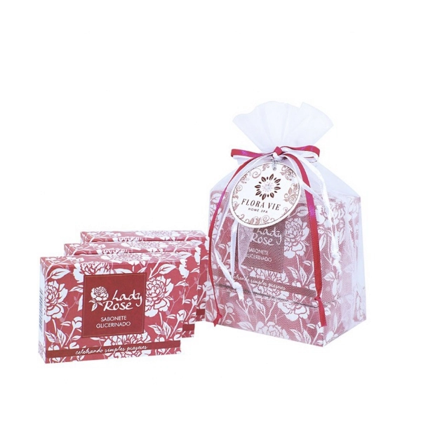 Produto: Flora Vie Sabonete Glicerinado Lady Rose 90g 3 Unidades