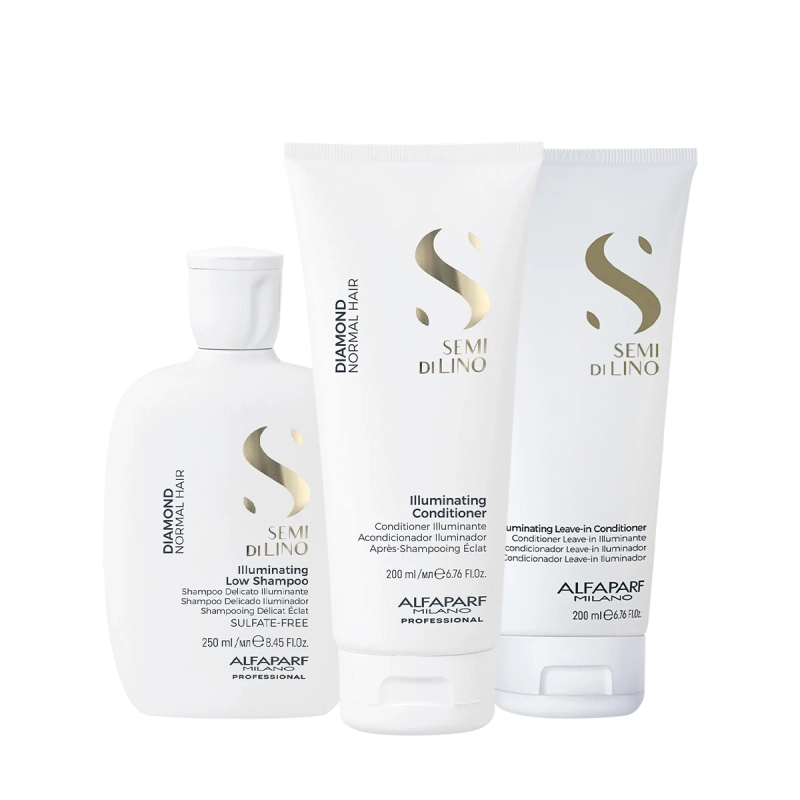 Kit Alfaparf Semi di Lino Diamond Illuminating - Luminosidade e Proteção Diária (3 produtos) Produto: Kit Alfaparf Semi di Lino Diamond Illuminating - Luminosidade e Proteção Diária (3 produtos)
