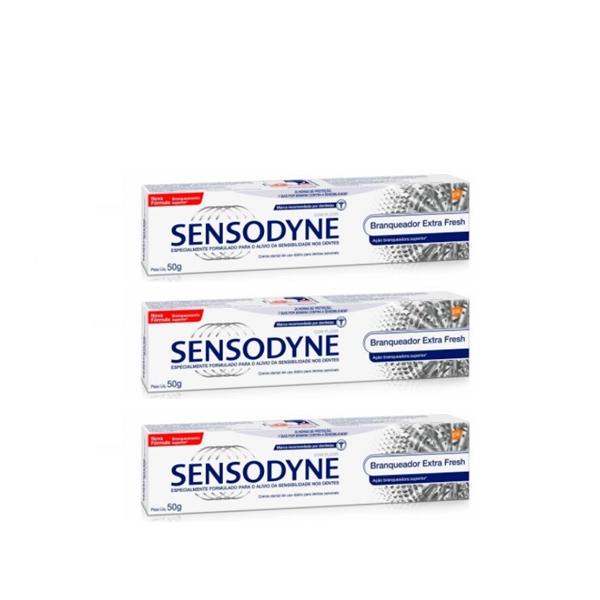 Sensodyne Creme Dental Extra Fresh - 50g - 3 Unidades Produto: Sensodyne Creme Dental Extra Fresh - 50g - 3 Unidades