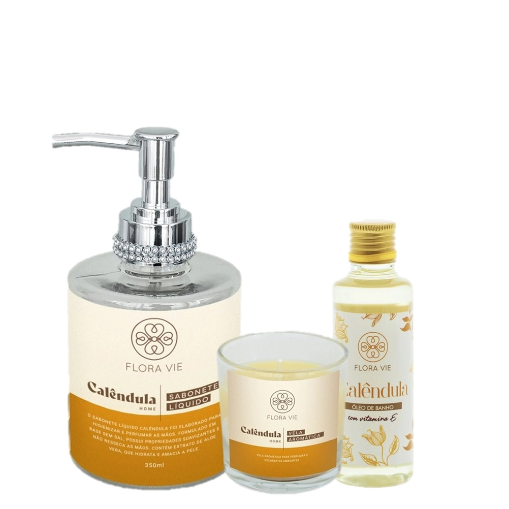 Kit Flora Vie Calendula Encantador e Pele Macia (3 Produtos) Produto: Kit Flora Vie Calendula Encantador e Pele Macia (3 Produtos)