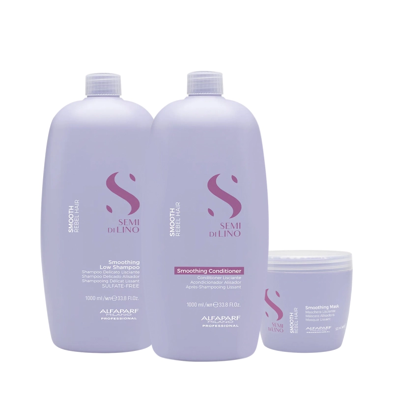Produto: Kit Alfaparf Semi di Lino Smooth - Rotina Profissional Anti-Frizz (3 produtos)