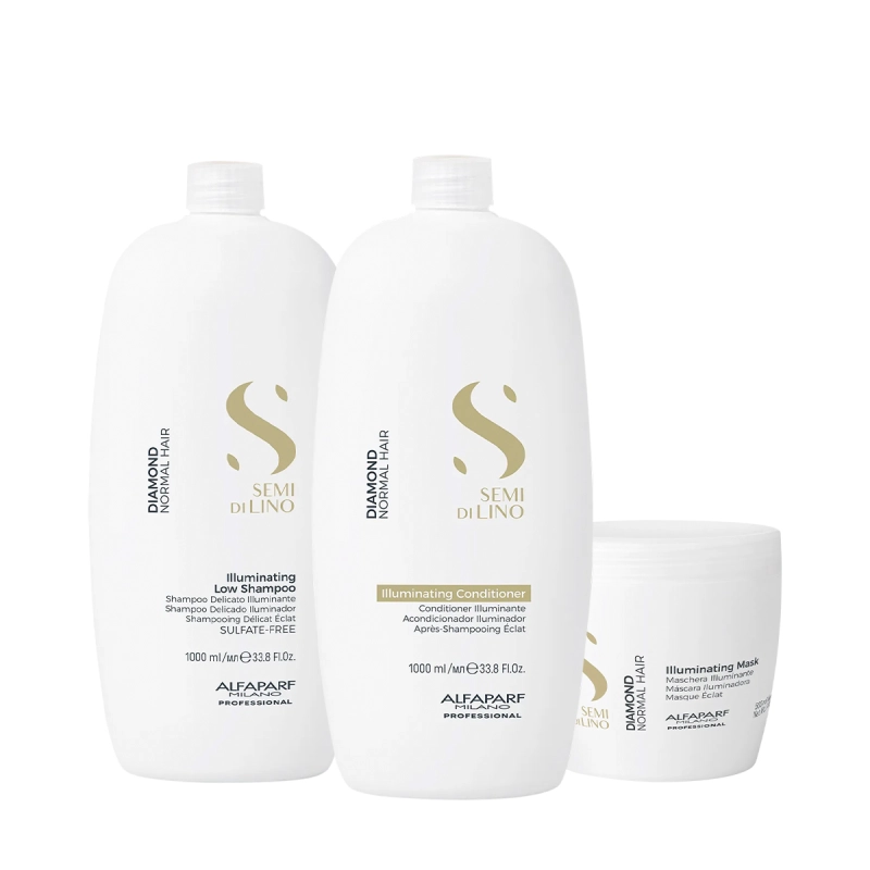 Produto: Kit Alfaparf Semi di Lino Diamond Illuminating - Rotina Profissional Completa (3 produtos)