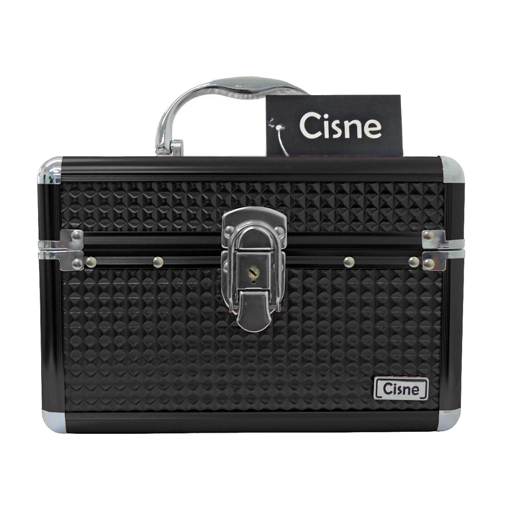 Produto: Maleta Maquiagem Média Preta Cisne Reforçada 2 Bandejas CSN-A131