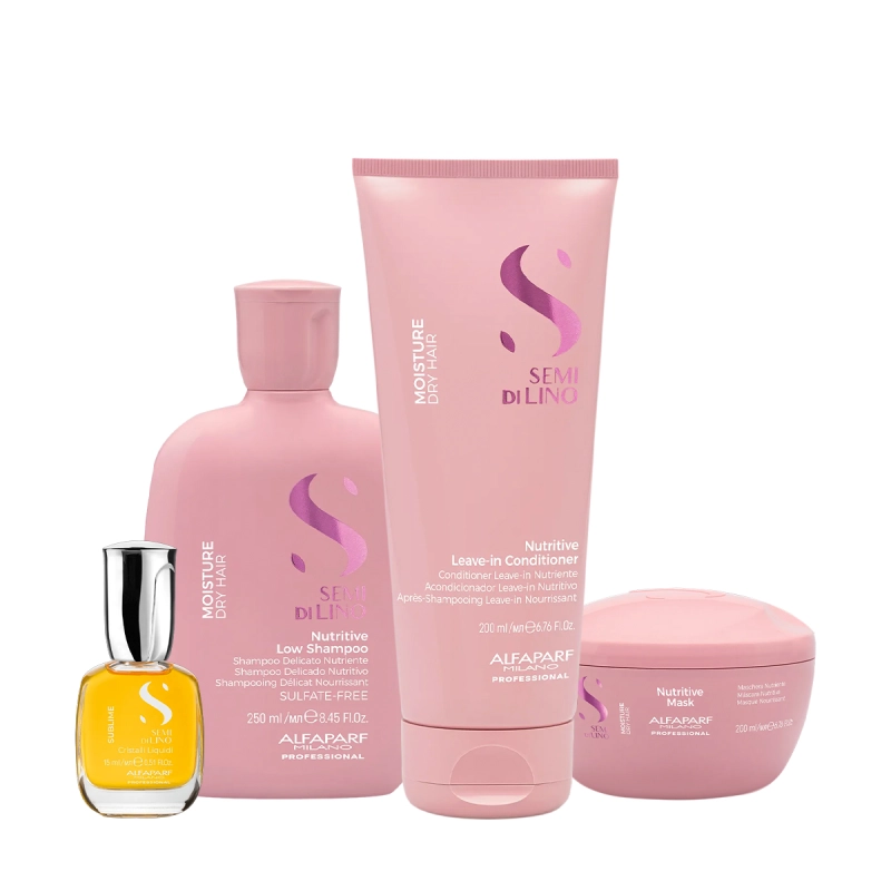 Produto: Kit Alfaparf Semi di Lino Moisture e Sublime - Rotina Premium de Nutrição (4 produtos)