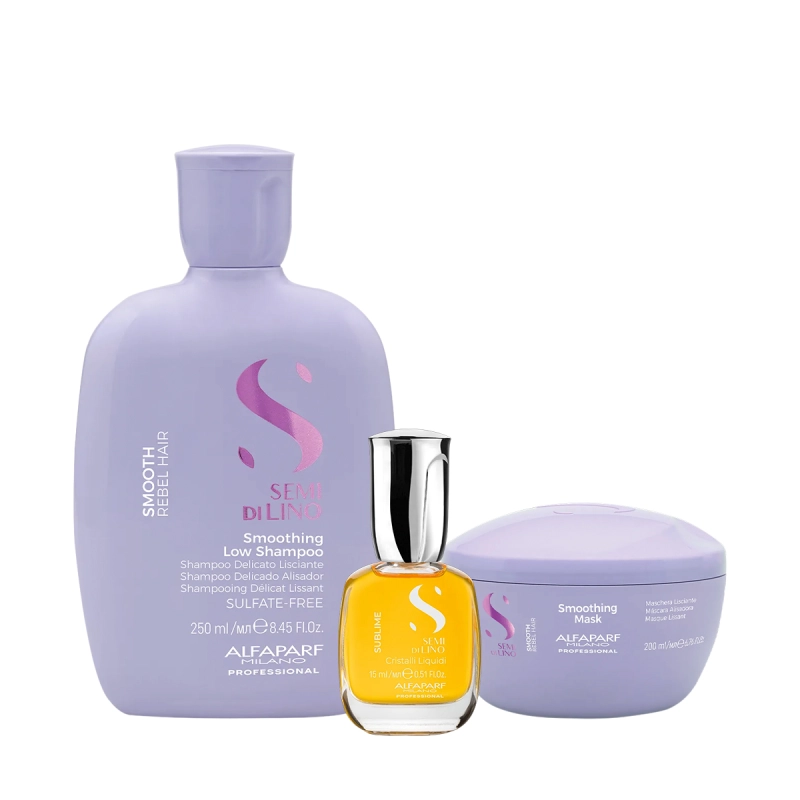 Produto: Kit Alfaparf Semi di Lino Smooth e Sublime - Tratamento e Brilho (3 produtos)