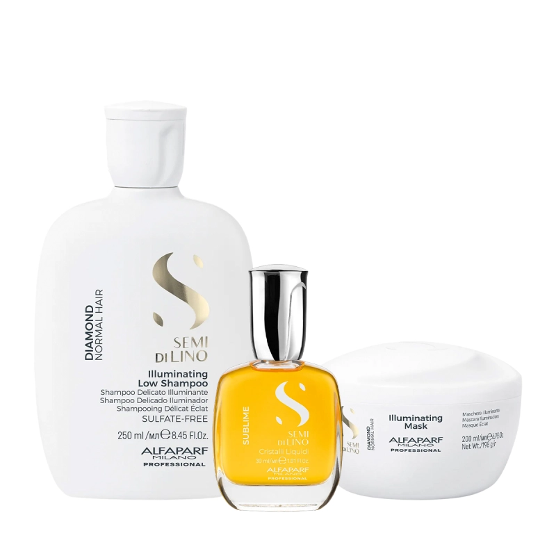 Produto: Kit Alfaparf Semi di Lino Diamond e Sublime - Tratamento Luminoso e Toque Sedoso (3 produtos)