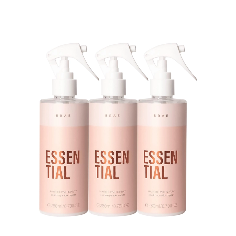 Braé Essential Hair Repair Spray 260ml (3 unidades) Produto: Braé Essential Hair Repair Spray 260ml (3 unidades)
