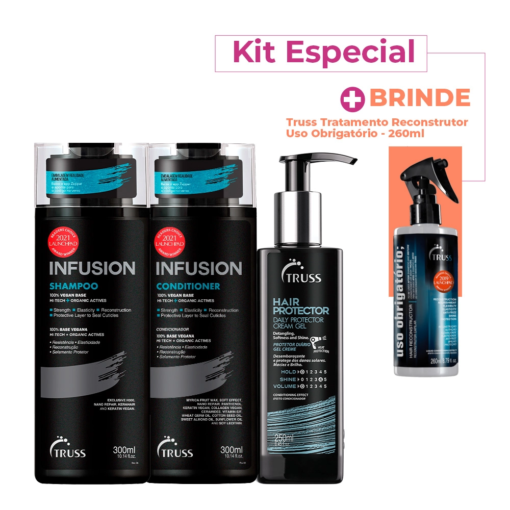 Produto: Kit Truss Infusion Protecao Shampoo Condicionador Hair Protector e Uso Obrigatório (4 produtos)
