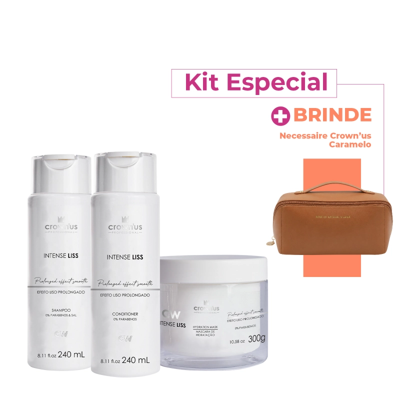 Produto: Kit Crown'us Professional Intense Liss + Necessaire (4 Produtos)