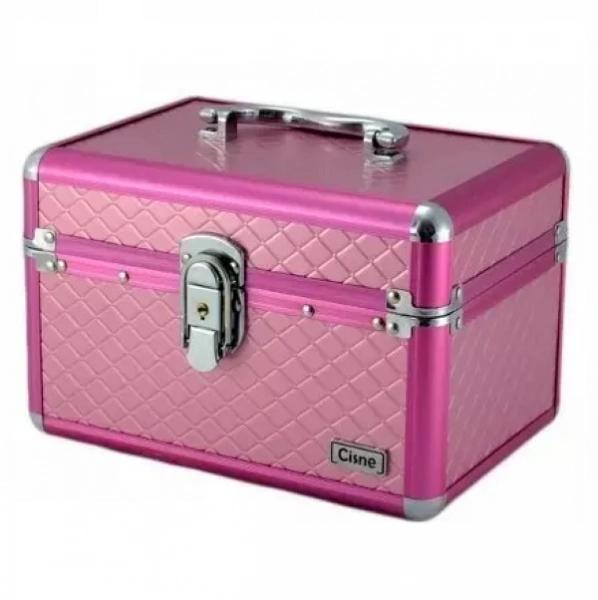 Produto: MALETA MAQUIAGEM MÉDIA REFORÇADA ROSA CISNE 2 BANDEJAS CSN-L5131