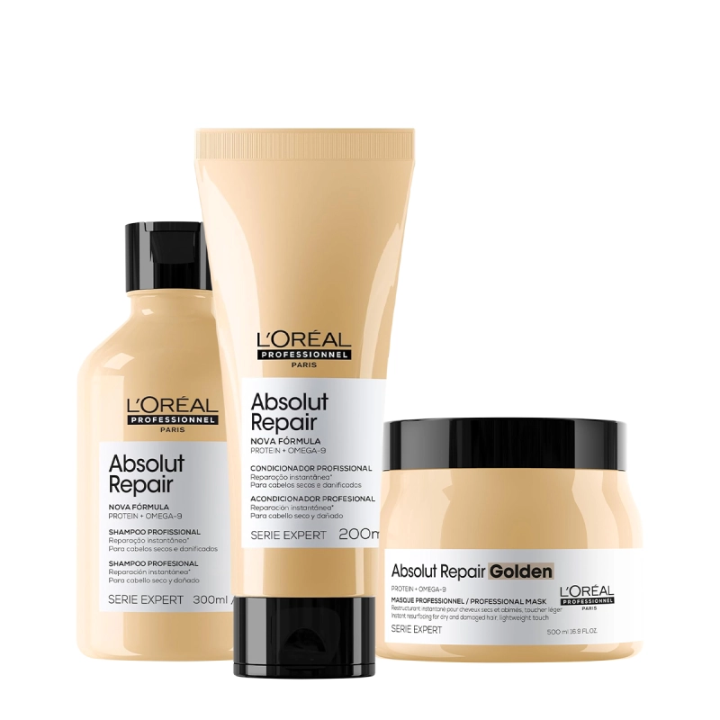 Kit L'Oréal Professionnel Absolut Repair Home Care 500 (3 produtos) Produto: Kit L'Oréal Professionnel Absolut Repair Home Care 500 (3 produtos)