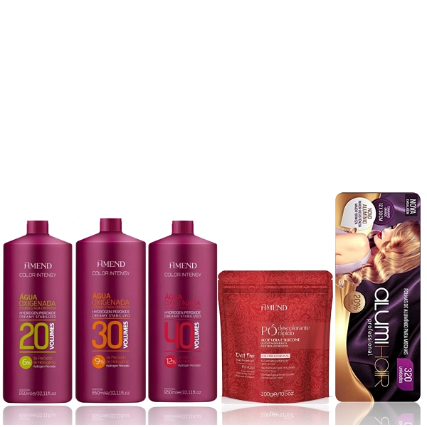 Amend Color intense OX 20V 30V 40V 950ml Aloe Vera Po Descolorante 300g e Alumi Hair 320un Produto: Amend Color intense OX 20V 30V 40V 950ml Aloe Vera Po Descolorante 300g e Alumi Hair 320un