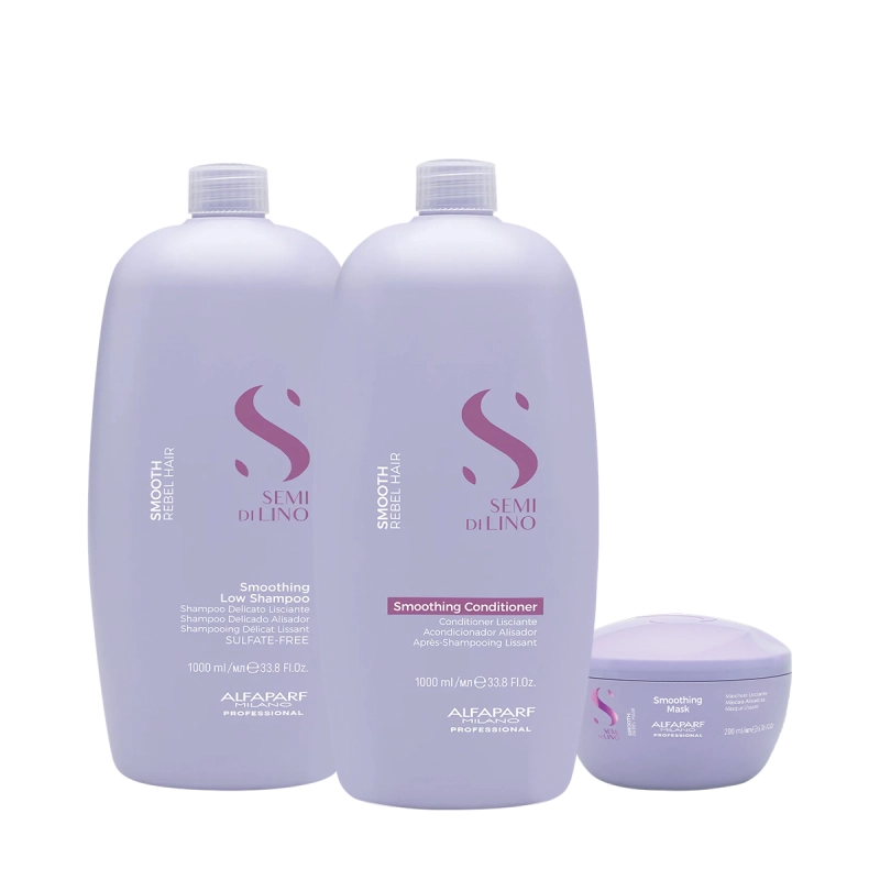 Produto: Kit Alfaparf Semi di Lino Smooth - Cuidado Profissional Anti-Frizz (3 produtos)