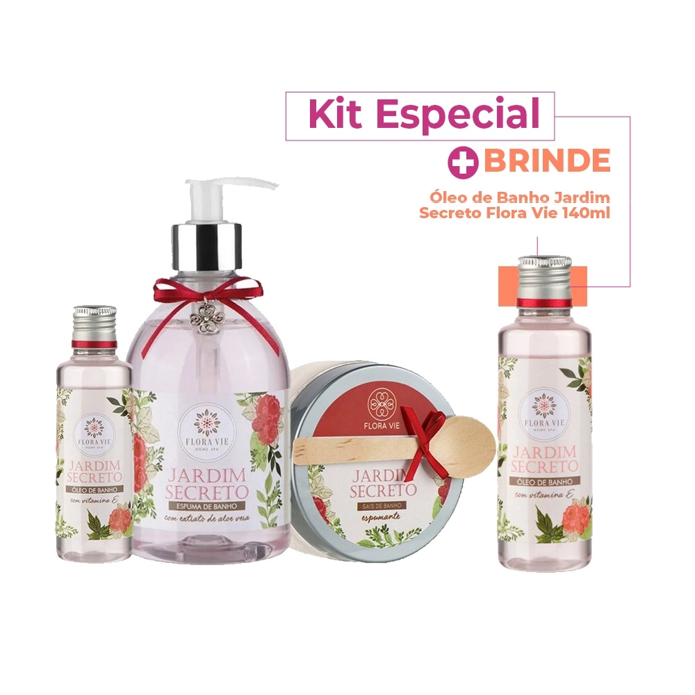Kit Flora Vie Jardim Secreto Banho e Limpeza Relaxante (3 Produtos) Produto: Kit Flora Vie Jardim Secreto Banho e Limpeza Relaxante (3 Produtos)