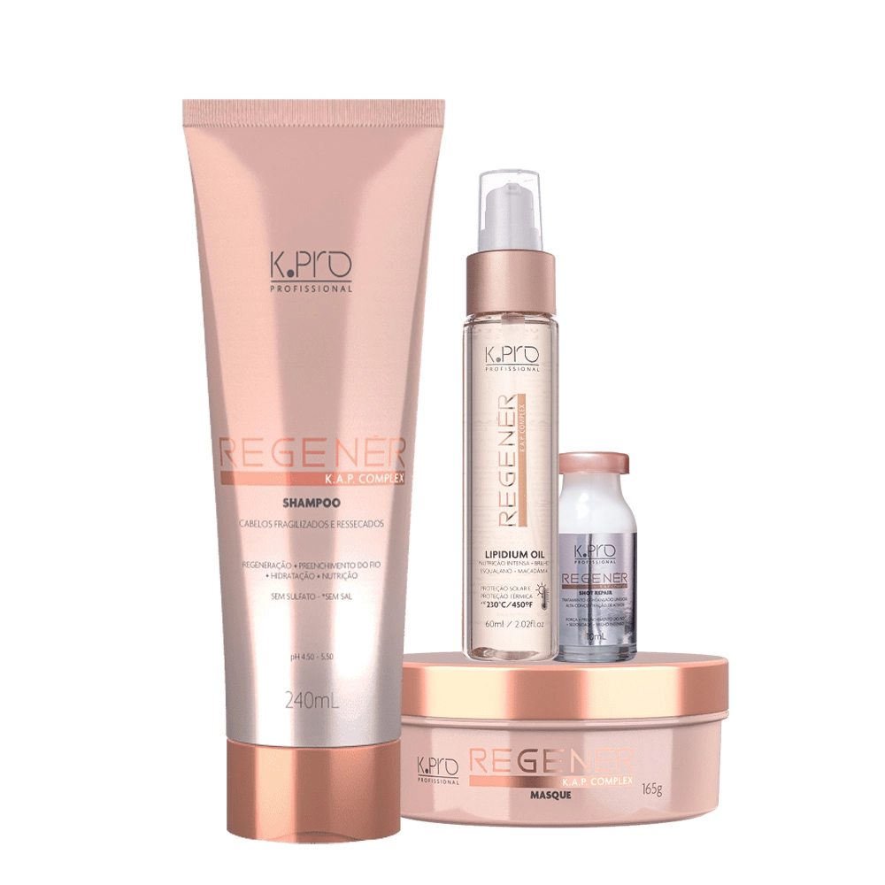 Kit_KPro_Profissional_Regener_Lipidium_Oil_Shot_Repair_Shampoo_240ml_Mascara_165g_Balm_Oleo_Capilar_60ml_120g_Ampola_Capilar_10ml_Evas_1