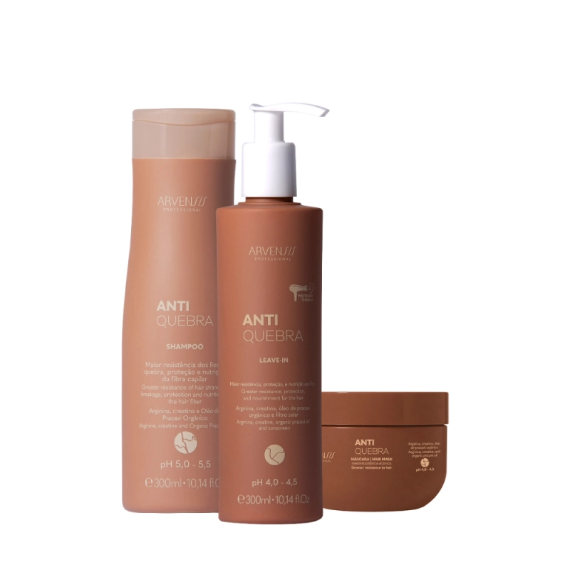 Kit Arvensis Anti-Quebra Shampoo Leave-in e Máscara (3 produtos) Produto: Kit Arvensis Anti-Quebra Shampoo Leave-in e Máscara (3 produtos)