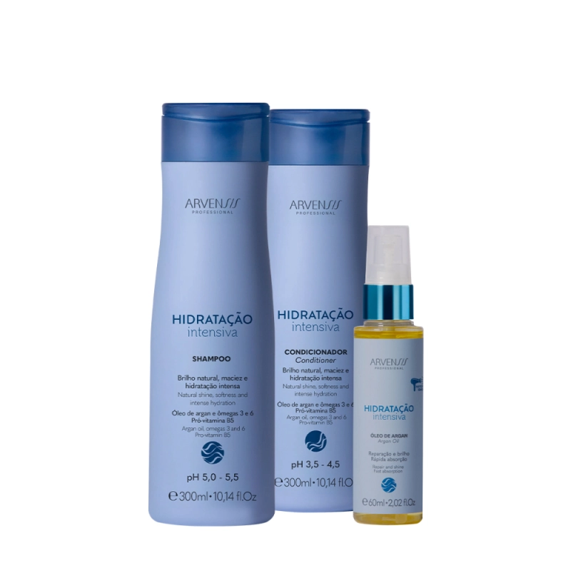 Produto: Kit Arvensis Cosméticos Naturais Hidratação Intensiva Shampoo Condicionador e Óleo (3 produtos)