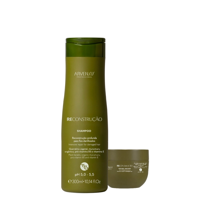Kit Arvensis Cosméticos Naturais Reconstrução Shampoo e Máscara (2 produtos) Produto: Kit Arvensis Cosméticos Naturais Reconstrução Shampoo e Máscara (2 produtos)