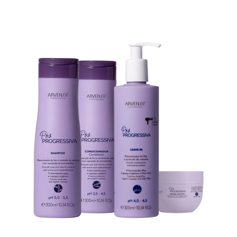 Kit Arvensis Pós Progressiva Shampoo Condicionador Máscara e Leave-in (4 produtos) Produto: Kit Arvensis Pós Progressiva Shampoo Condicionador Máscara e Leave-in (4 produtos)