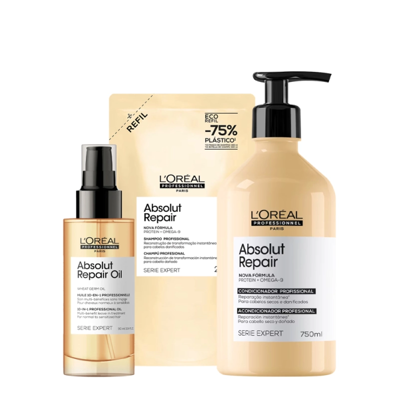 Produto: Kit L´Oréal Professionnel Absolut Repair Gold Duo Refil Oil (3 produtos)