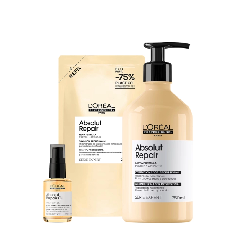 Produto: Kit L´Oréal Professionnel Absolut Repair Gold Duo Refil Oil 30 (3 produtos)