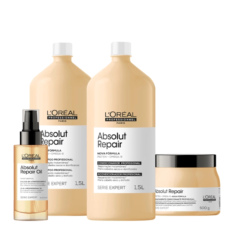 Produto: Kit L'Oréal Professionnel Absolut Repair Gold Salon Total Oil (4 produtos)