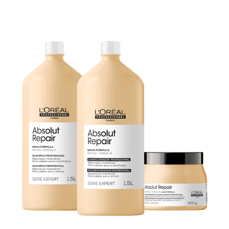 Kit L’Oréal Professionnel Absolut Repair Salon (3 Produtos) Produto: Kit L’Oréal Professionnel Absolut Repair Salon (3 Produtos)