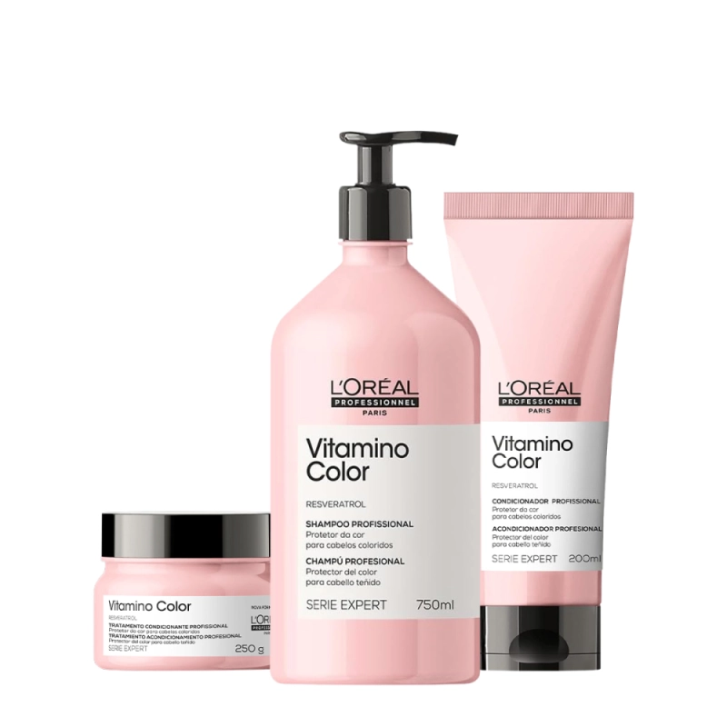 Kit L'Oréal Professionnel Serie Expert Vitamino Color Trio (3 Produtos) Produto: Kit L'Oréal Professionnel Serie Expert Vitamino Color Trio (3 Produtos)
