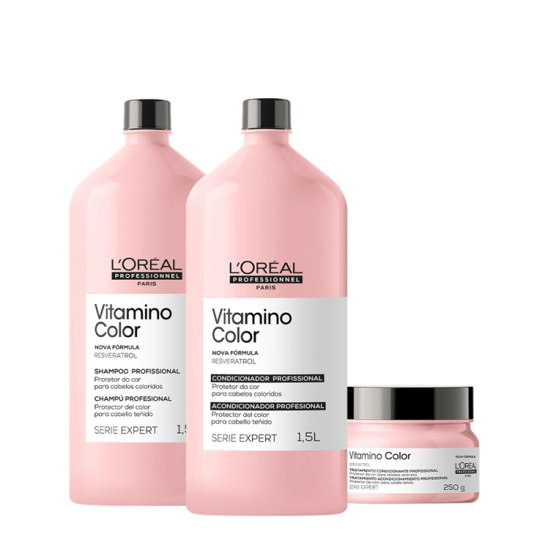 Kit L'Oréal Professionnel Vitamino Color Salon Máscara 250 (3 produtos) Produto: Kit L'Oréal Professionnel Vitamino Color Salon Máscara 250 (3 produtos)