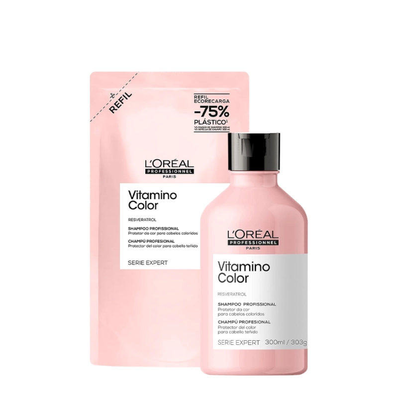 Kit L'Oréal Professionnel Vitamino Color Shampoo Extra Refil (2 produtos) Produto: Kit L'Oréal Professionnel Vitamino Color Shampoo Extra Refil (2 produtos)