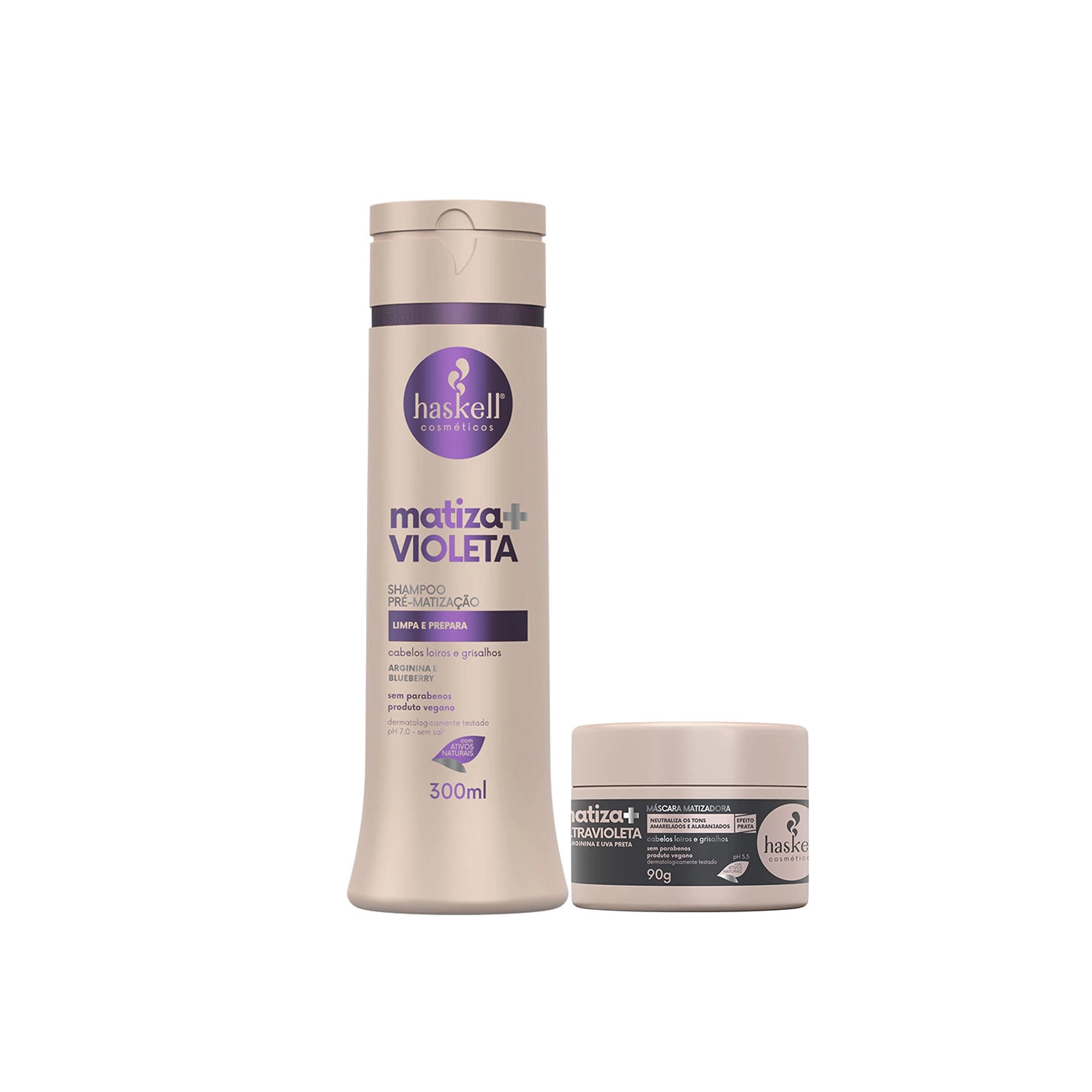 Haskell Matiza Violeta Shampoo 300ml E Máscara Matiza Ultravioleta 90g