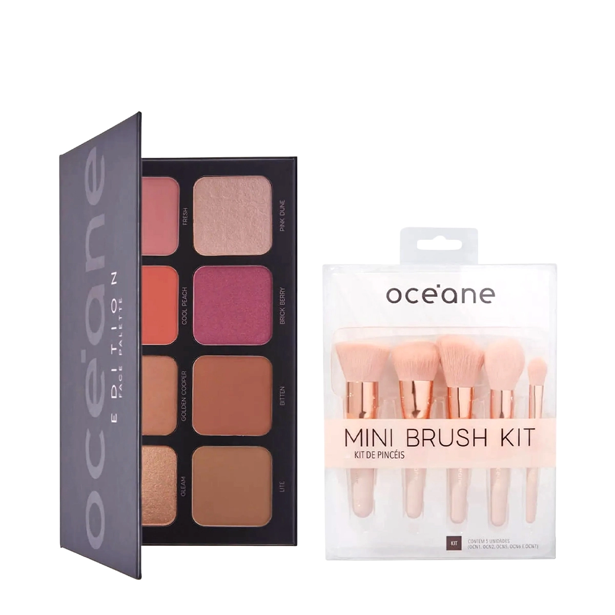 Kit Océane Face Palette Paleta Multifuncional E Mini Kit Com 5 Pincéis (2 Produtos)