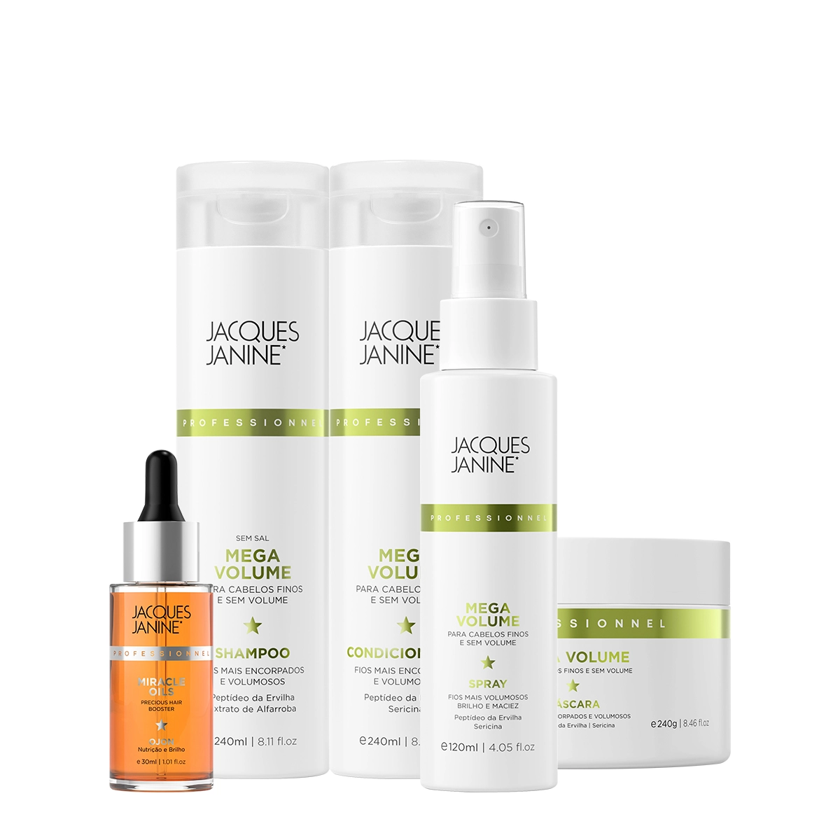 Produto Kit_Jacques_Janine_Professionnel_Mega_Volume_Shampoo_Condicionador_Mascara_Spray_e_Oils_Ojon_Evas_1