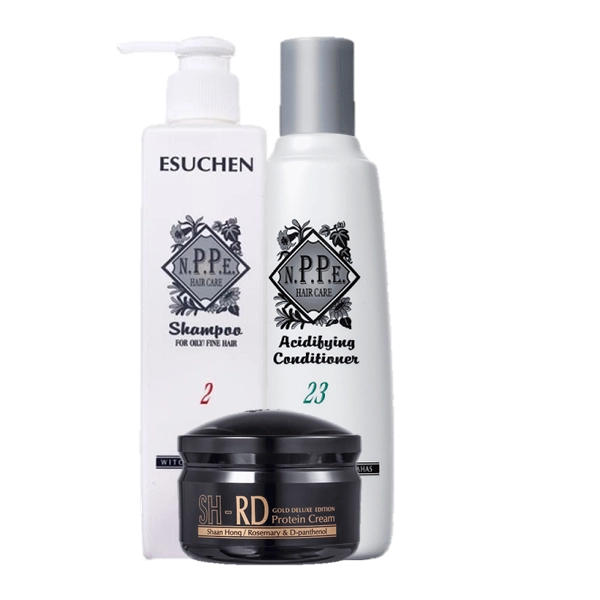 Produto Kit_NPPE_Herbal_N_2_Oily_Fine_Hair_Shampoo_N_23_Condicionador_Protein_Cream_Gold_80ml_Evas_1