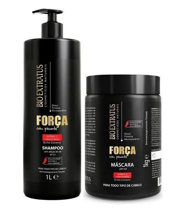 Força Com Pimenta Shampoo 1L + Máscara 1 Kg Bio Extratus