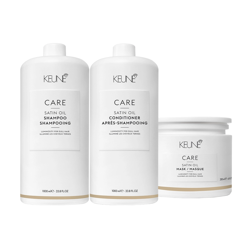 Kit Keune Care Satin Oil Shampoo Condicionador 1L Máscara (3 Produtos)