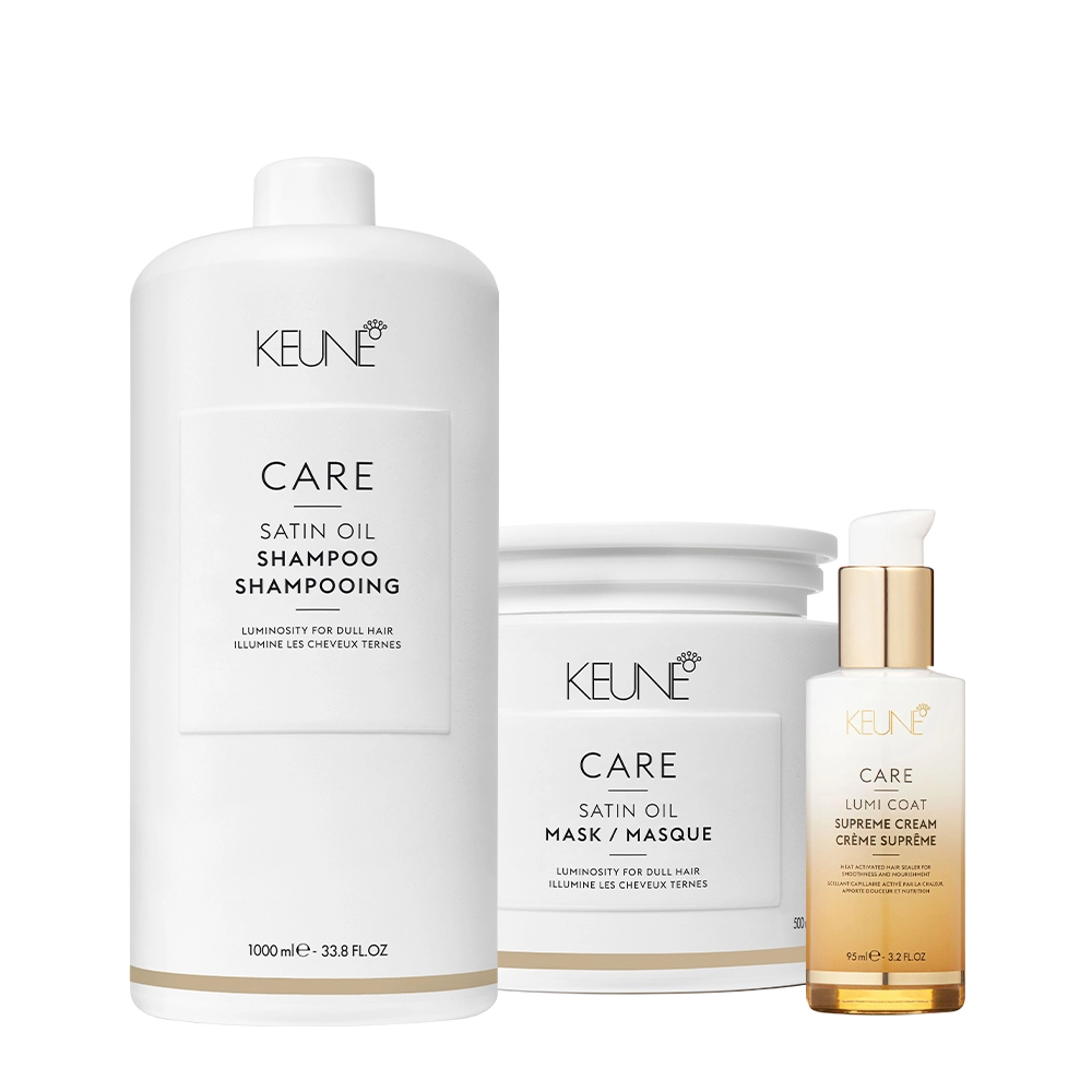 Kit Keune Care Satin Oil Shampoo Máscara E Lumi Coat Supreme (3 Produtos)